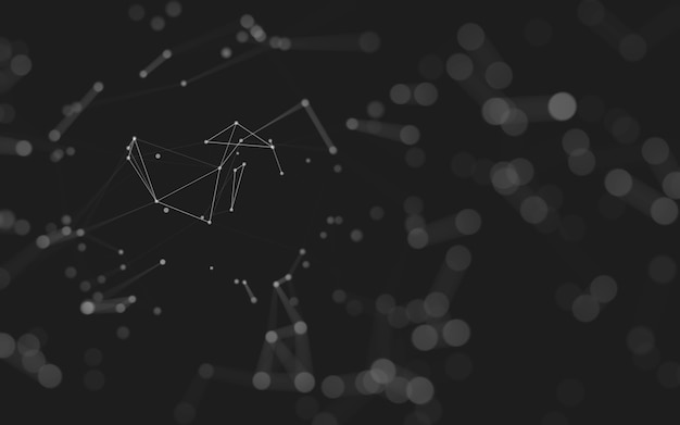 Abstract background. Molecules technology with polygonal shapes, connecting dots and lines. Connection structure. Big data visualization.