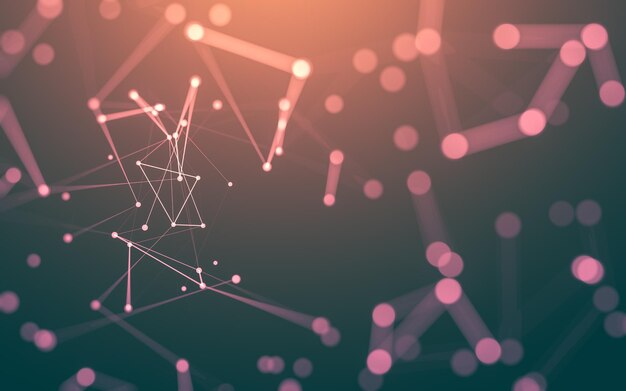 Abstract background. Molecules technology with polygonal shapes, connecting dots and lines. Connection structure. Big data visualization.