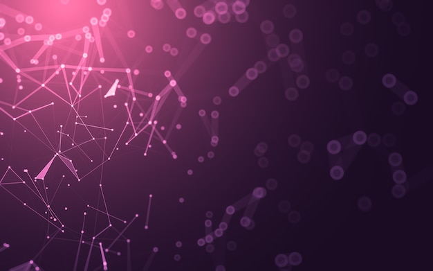 Abstract background. Molecules technology with polygonal shapes, connecting dots and lines.