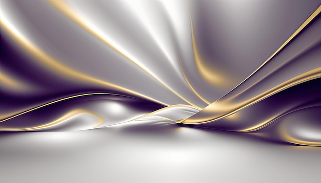 Abstract background waves gold and white and purple color