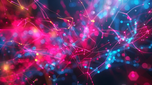 Abstract Background with Pink and Blue Lines and Bokeh
