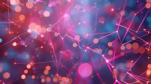 Abstract Background with Pink Lines and Glowing Bokeh
