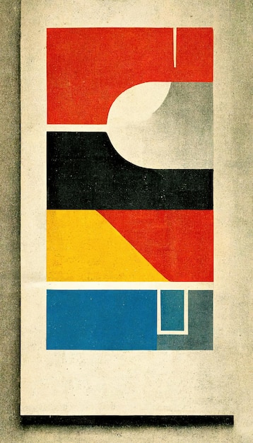 Abstract Bauhaus poster grunge carta vintage retrò forme geometriche nero arancio sfondo giallo
