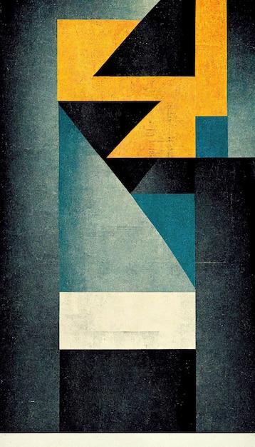 Abstract Bauhaus poster grunge carta vintage retrò forme geometriche nero arancio sfondo giallo