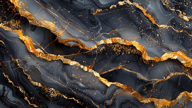 Abstract black and gold marble texture pattern per sfondi e carte da parati