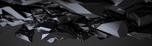 Abstract Black Crystal sfondo panoramico AI generativa