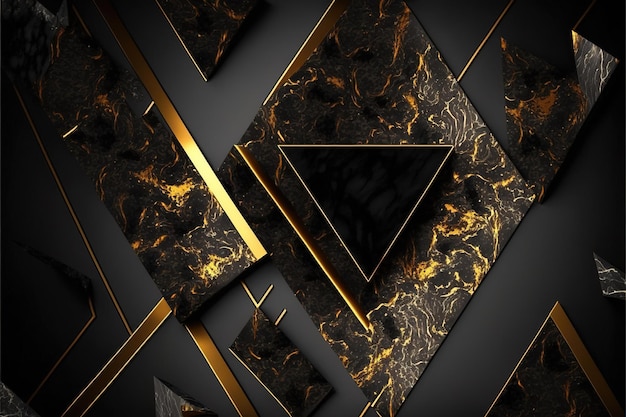 Abstract Black Gold Grunge Marble Geometrico elegante e discreto sfondo del desktop o intestazione del profilo colore grigio combinato con accento dorato nella trama del marmo mostra il tuo squisito senso del gusto AI