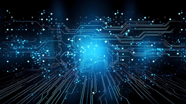 Abstract blue circuit board background Concept tecnologico Illustrazioni generative di IA