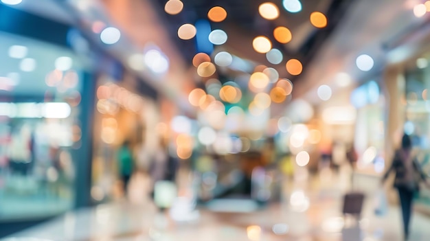 Abstract blur e defocused shopping mall al dettaglio nell'interno dei grandi magazzini per ba Generative AI