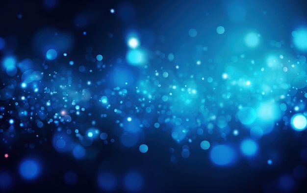 Abstract Bokeh Background Enhanced with Blue Glowing Particles