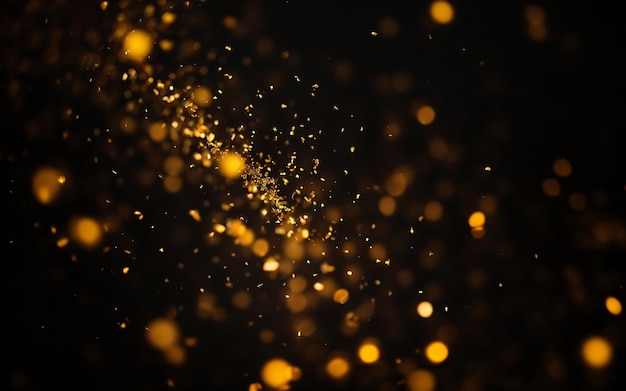 Abstract bokeh oro luce sfondo nero Concetto di Natale e Capodanno