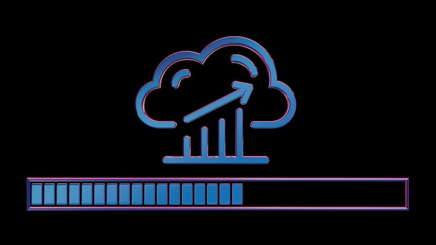 Abstract Cloud Computing Icon con barra di progresso su sfondo nero