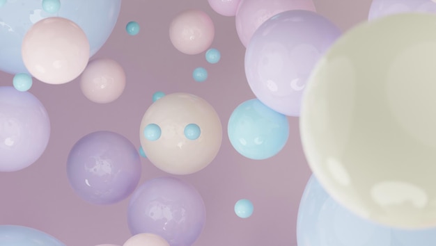 Abstract colorful 3d art background with multiple colors Glossy floating liquid blobs soap bubbles metaballs Abstract composition with colorful balls in different sizes Copy space concept