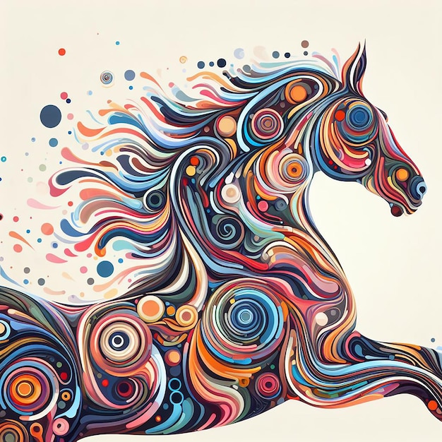 Abstract colorful horse background ai generative