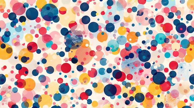 Abstract colorful polka dot pattern with white background