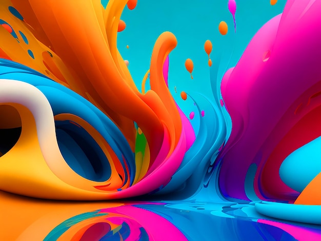 Abstract colorful splash 3d background generative ai background unico e splendido design