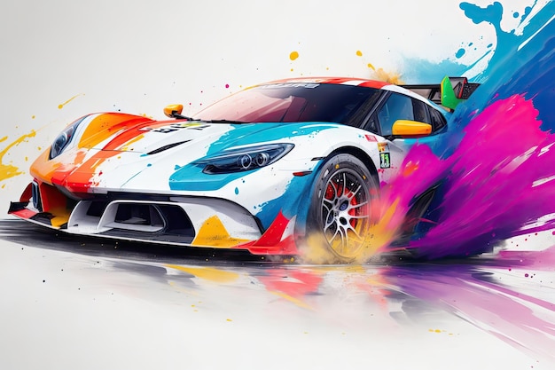 Abstract colorfull Auto da corsa sfondo ai generativo