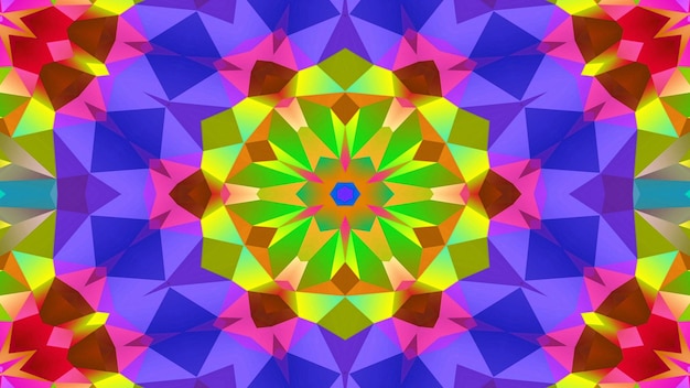 Abstract Coloroso modello simmetrico Ornamentale decorativo Kaleidoscopio Movimento Circolo geometrico e forme stellari