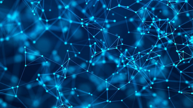 Abstract communication background with connecting dots and lines Plexus effect 3d