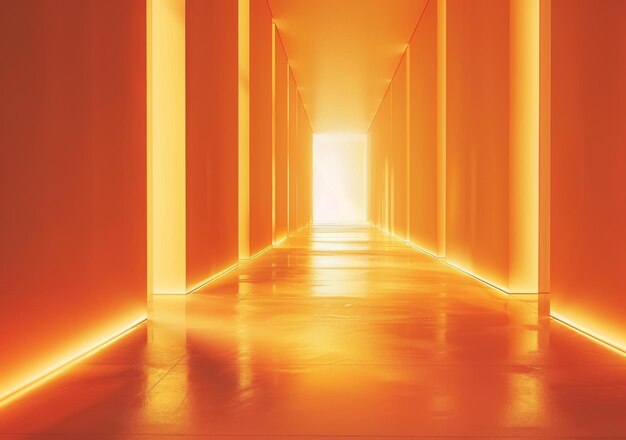 Abstract Corridore arancione con luce