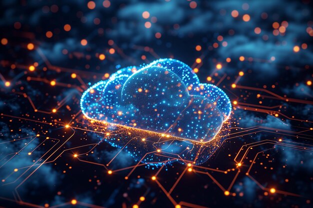 Abstract della connessione alla rete digitale cloud futuristica