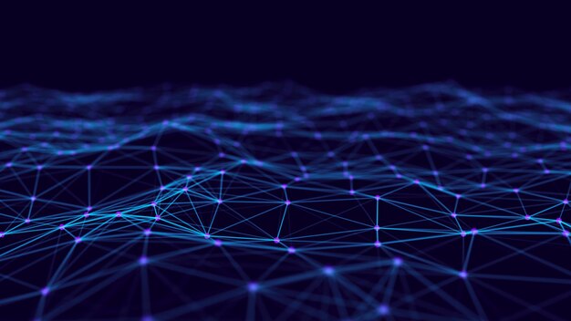 Abstract digital blue background Plexus effect Network connection structure Science background 3D rendering