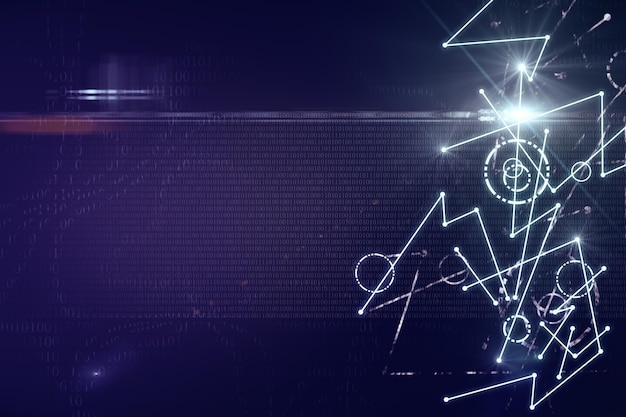 Abstract digital texture with lines and binary code Technology and innovation concept 3D Rendering