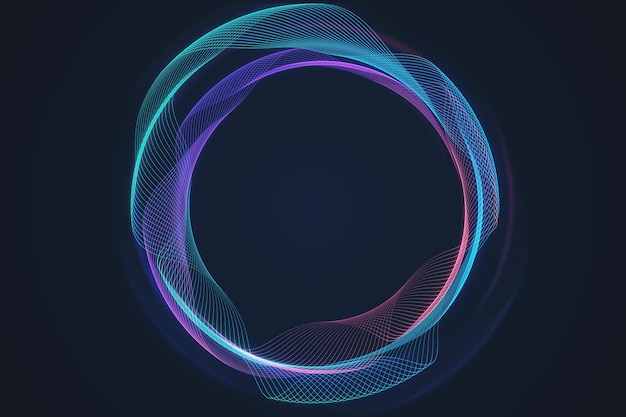 Abstract digital wireframe loop su uno sfondo blu scuro che illustra un concetto tecnologico con un design creativo 3D Rendering