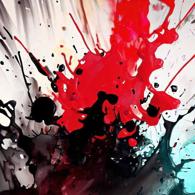 Abstract disegnato in modo creativo con colore nero e rosso su sfondo bianco generato da Ai