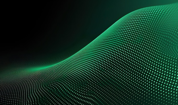 Abstract dot onda verde modello schermo gradiente di sfondo tecnologia e concetto di scienza