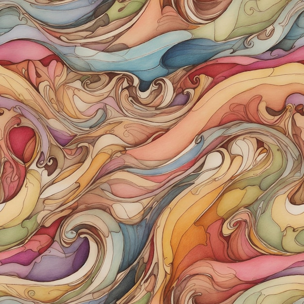 Abstract Dreamy Waves Colorful Seamless Pattern Digital Wavy Artwort Background Design Wall Art (Arte da parete a sfondo ondulata digitale)