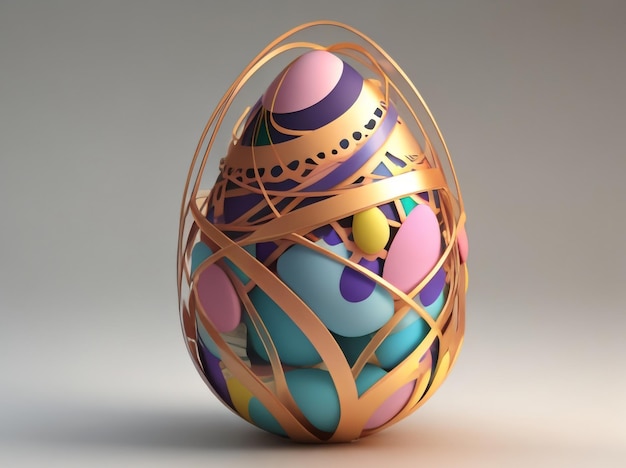 Abstract Easter Egg Sculpture 3D Rendering Delight