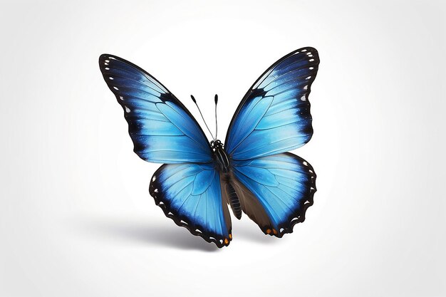Abstract Farfalla blu su bianco isolato