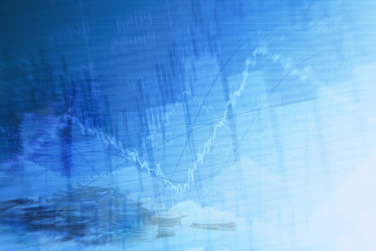 Photo abstract financial chart with graph and stack of coins