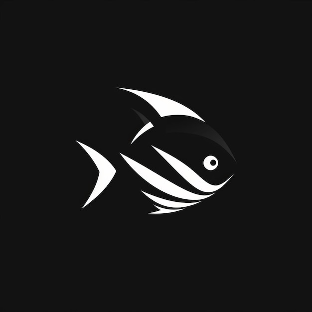 Abstract Fish Logo Design Moderno stilizzato in bianco e nero