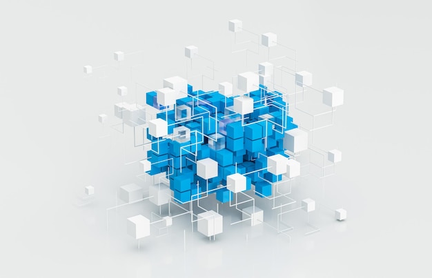 Abstract futuristic innovation business technology background with isometric 3d cube 3d rendering