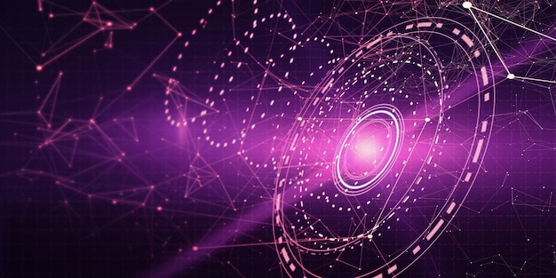Abstract gaming interface on purple sky background Hud and virtual reality concept 3D Rendering