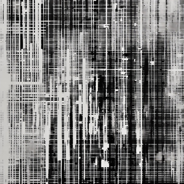 Abstract Grid Una pittura in bianco e nero con texture di glitch