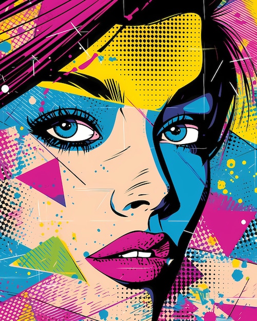 Abstract halftone comics donna sfondo Moderne forme di design in colori pop banner