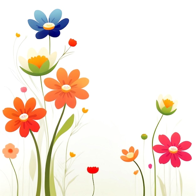 Abstract Illustrazione di fiori di primavera su sfondo bianco