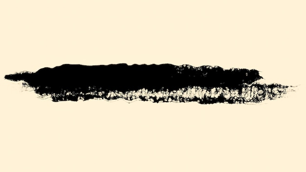 Abstract inchiostro nero dipinto a mano pennello sopra la superficie bagnata beige animazione linea larga nera