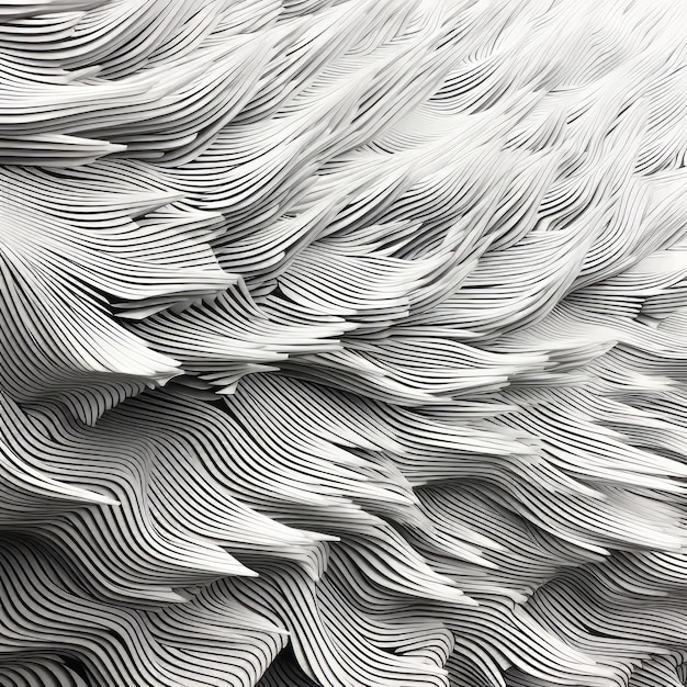 Abstract Kinetic Art Paperi piegati bianchi con onde cromatiche e contrasti di colore dinamici