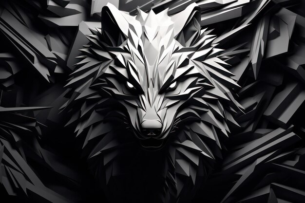 Abstract Low Poly Black Wolf Geometric Wildlife Artwork