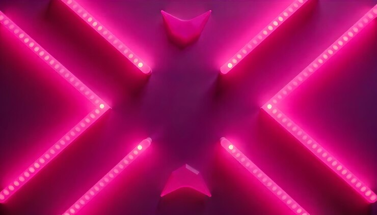 Abstract Luci al neon rosa Disegno geometrico in rosa vivido