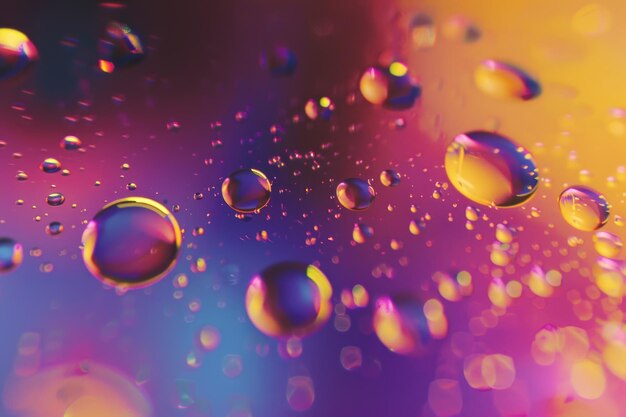 Abstract macro background gocce di olio sull'acqua con bolle