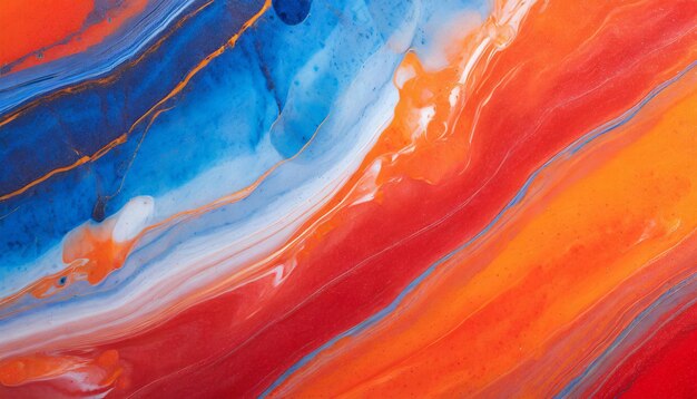 Abstract Marmo blu e arancione ondate di consistenza arte fluida Marmo sfondo acrilico