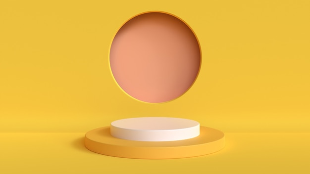 Abstract mock up scena colore giallo pastello. sfondo del podio di forma geometrica per il prodotto. rendering 3d