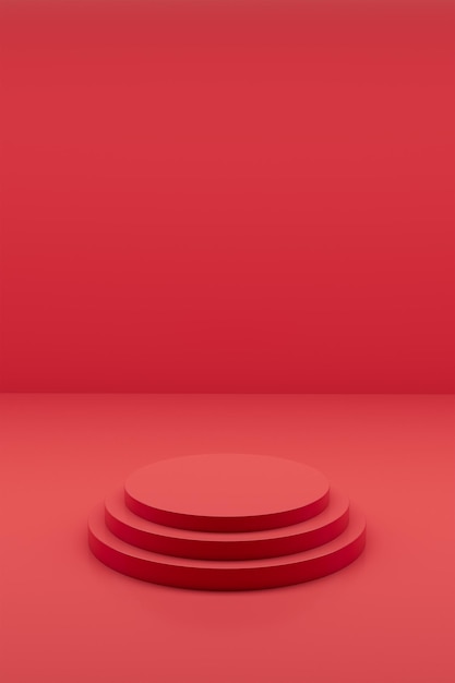 Abstract mock up scena colore rosso geometria forma cilindro podio sfondo 3D Rendering