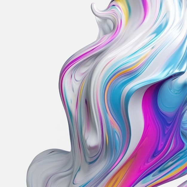 Abstract moderno bianco e neon colori liquido ondulato acrilico sfondo vernice generativa AI