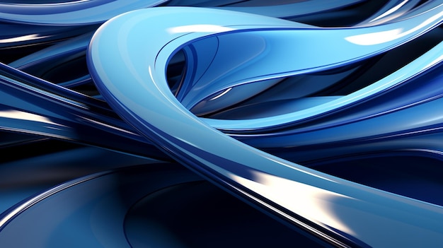 Abstract moderno sfondo blu nastri piegati macro 3d Rendering